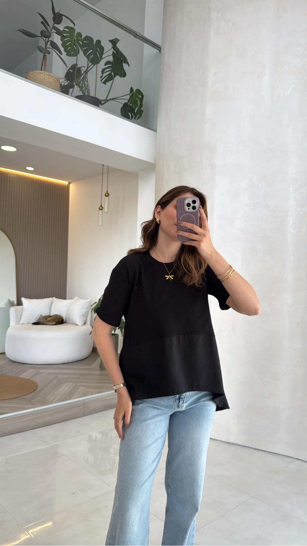 Modal T-shirt - Siyah - Kod: 1069