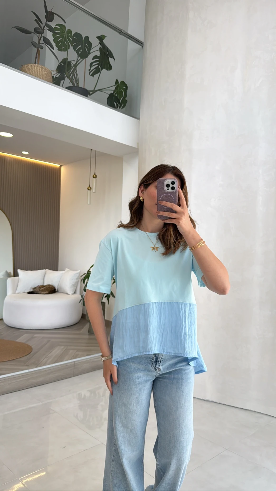 Modal T-shirt - Mavi - Kod: 1069