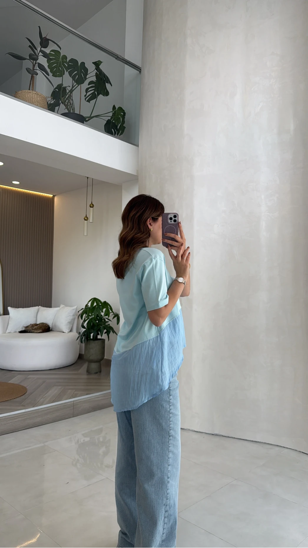 Modal T-shirt - Mavi - Kod: 1069