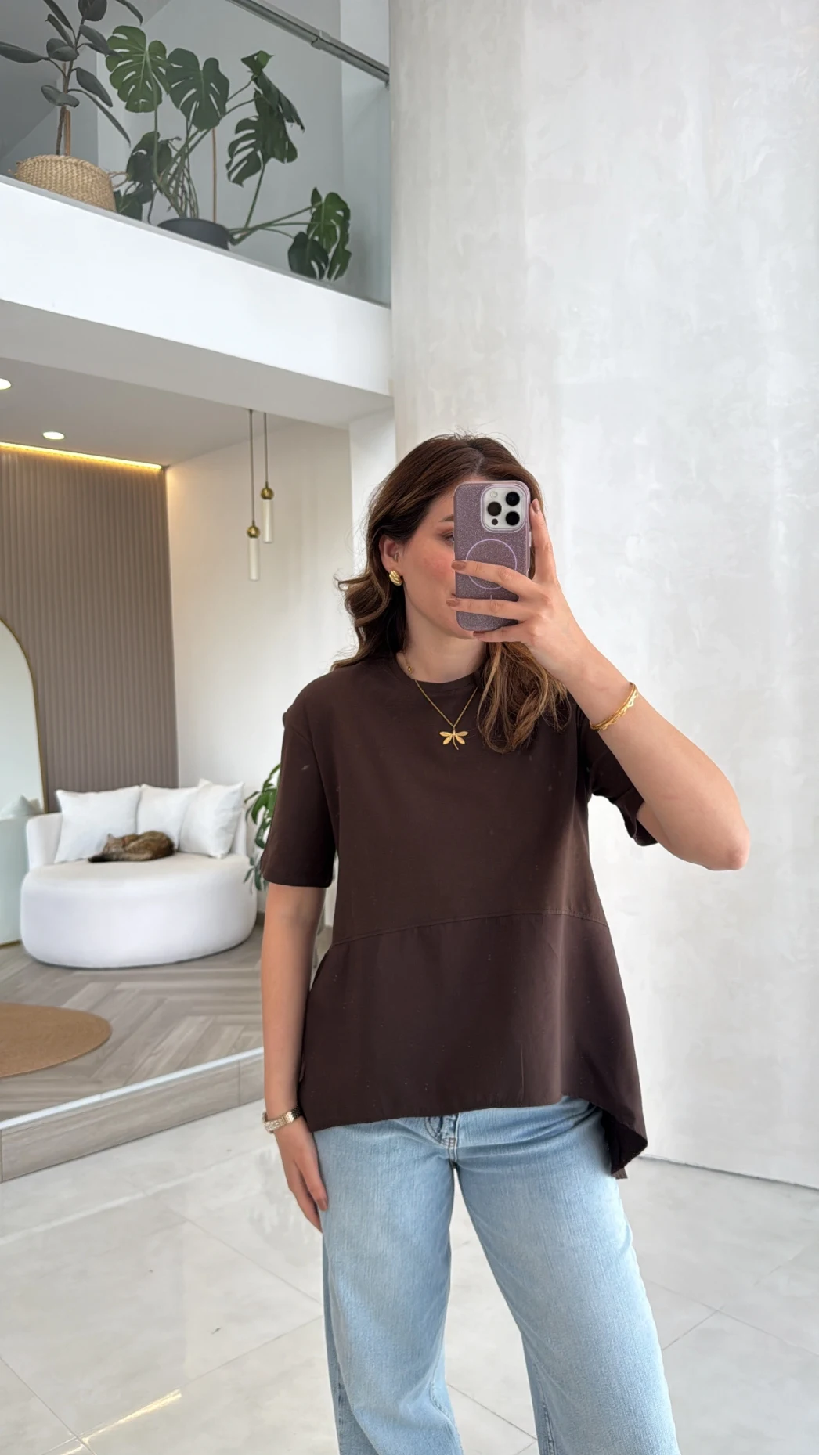 Modal T-shirt - Kahverengi - Kod: 1069
