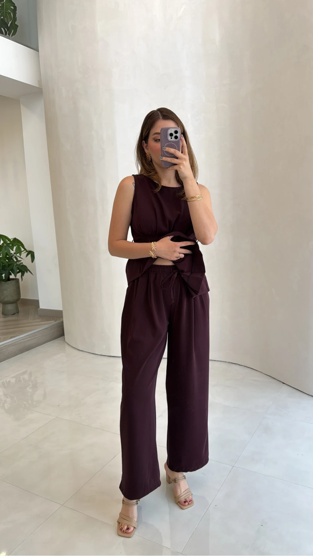 Linda Yelek Pantolon Takım - Bordo - Kod: 8128