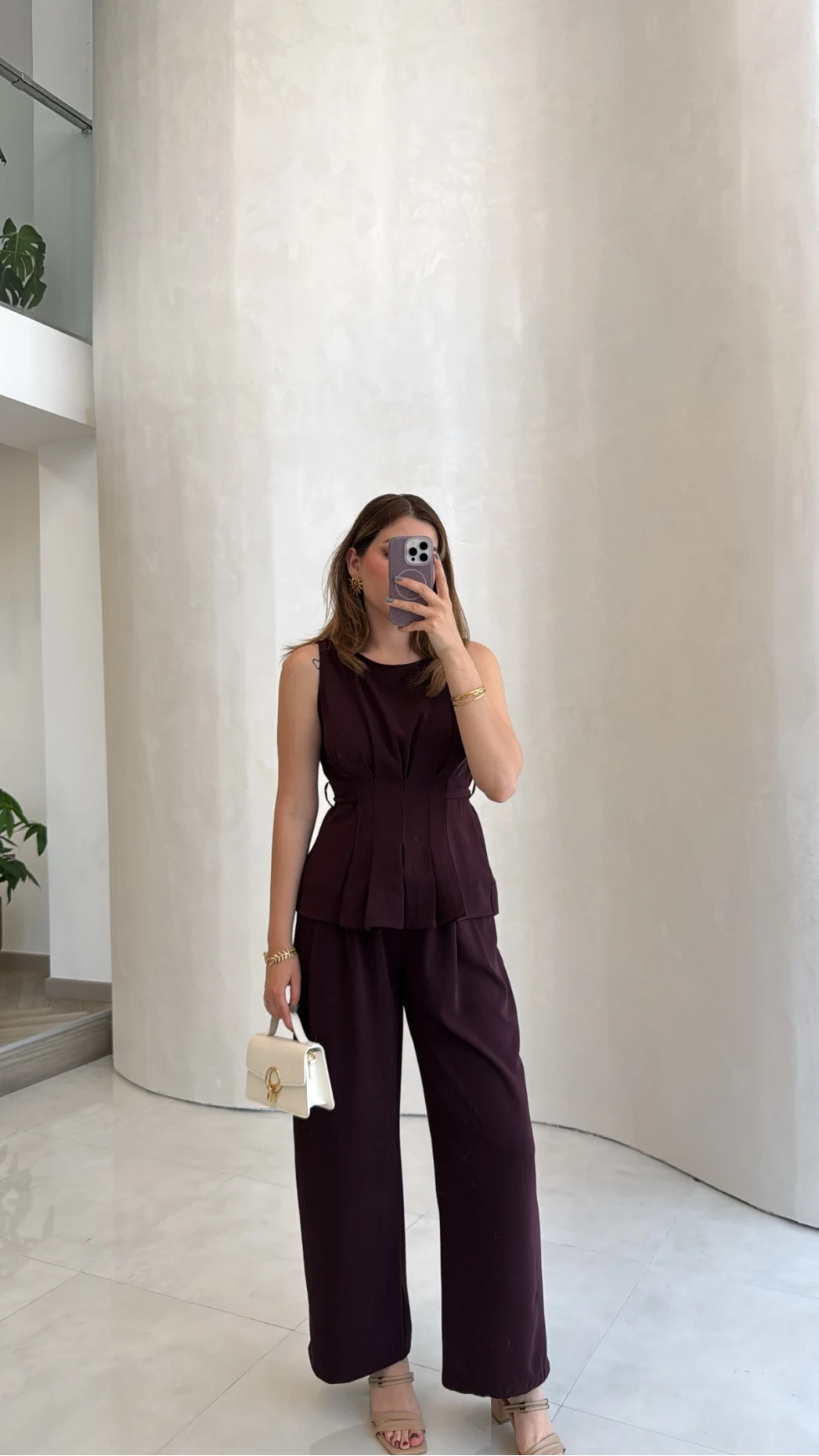 Linda Yelek Pantolon Takım - Bordo - Kod: 8128