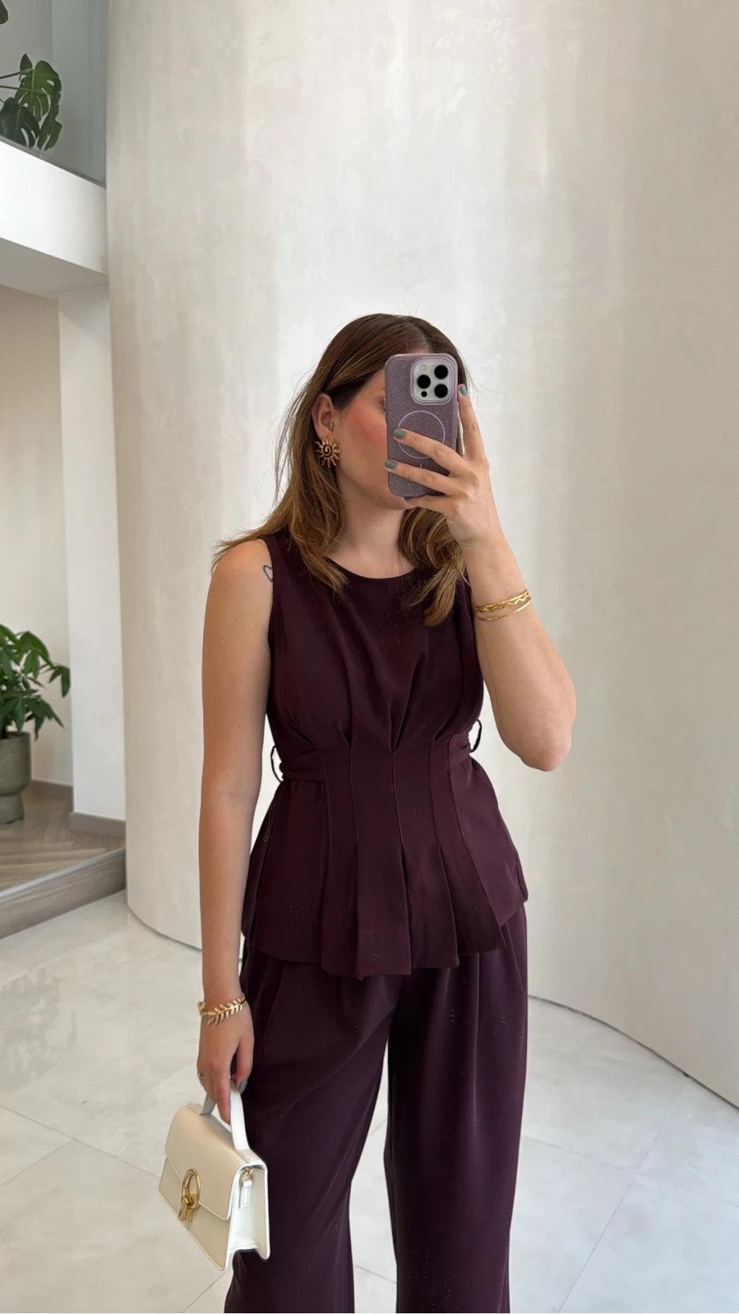 Linda Yelek Pantolon Takım - Bordo - Kod: 8128