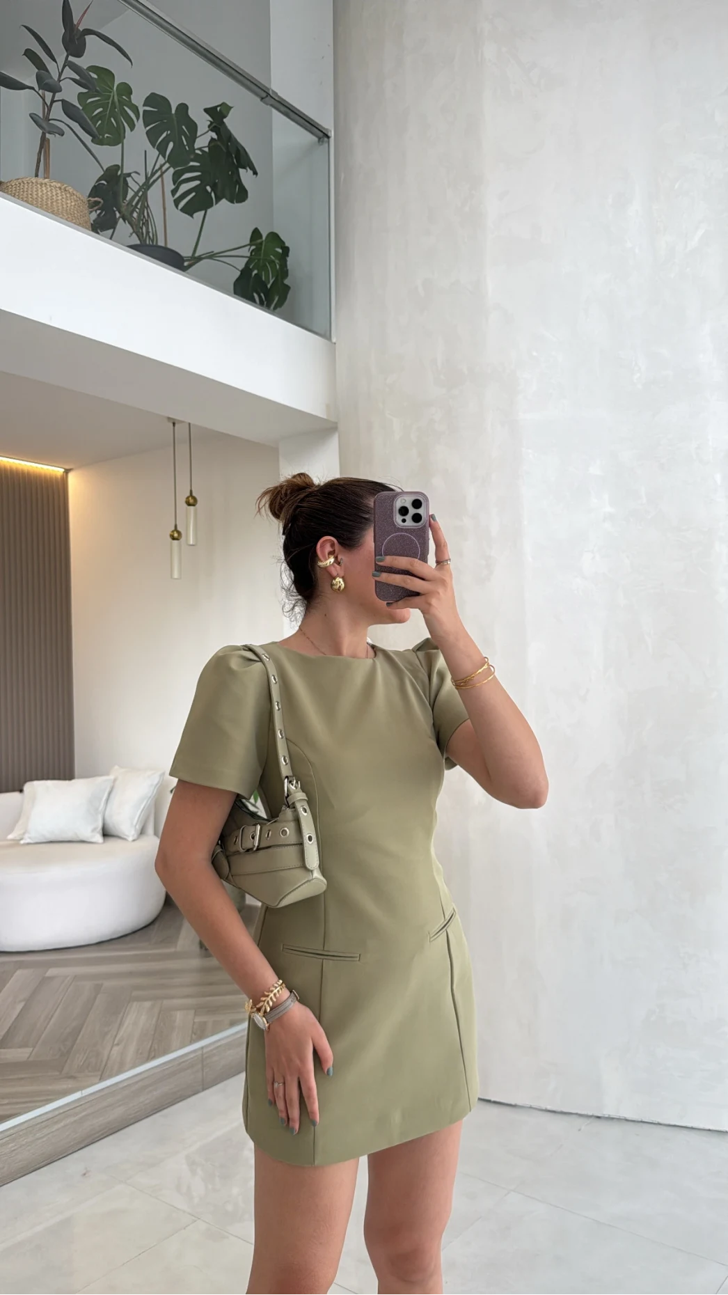 Astarı Şortlu Mini Elbise - Mint - Kod: 4195