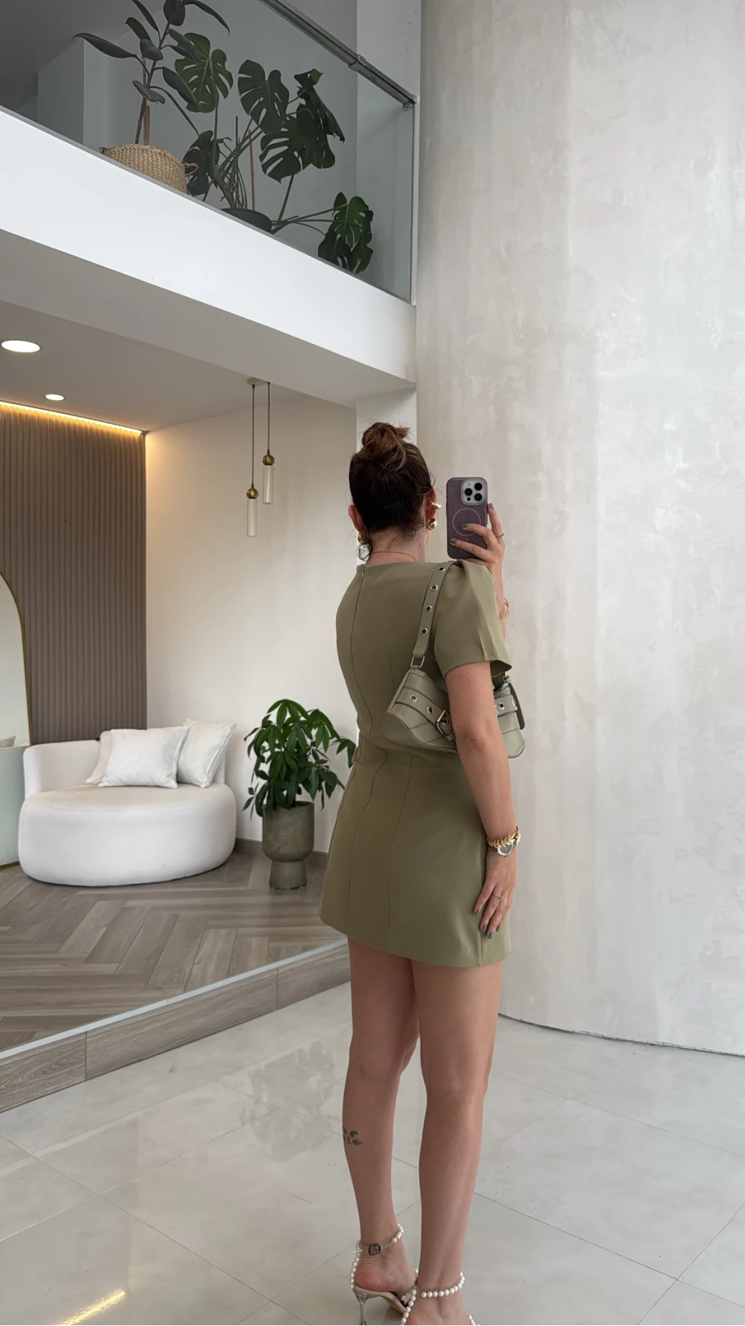 Astarı Şortlu Mini Elbise - Mint - Kod: 4195