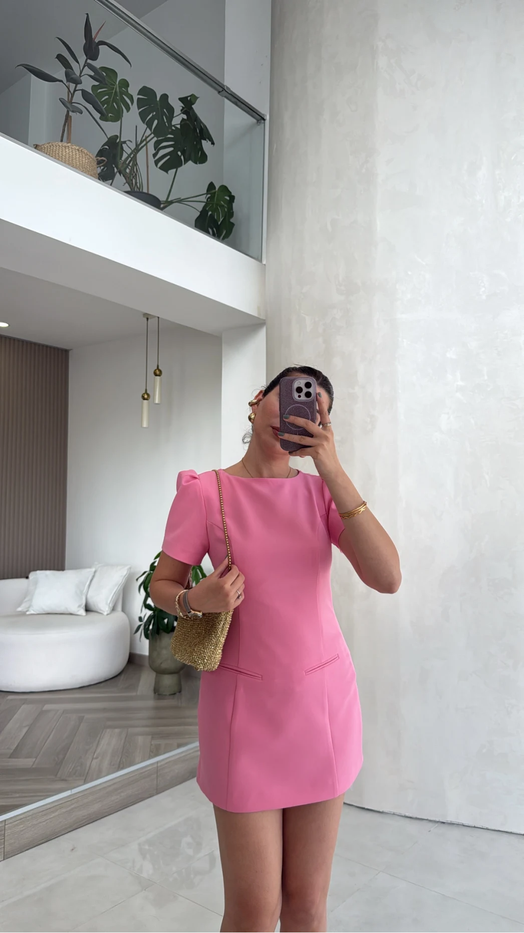 Astarı Şortlu Mini Elbise - Pembe - Kod: 4195