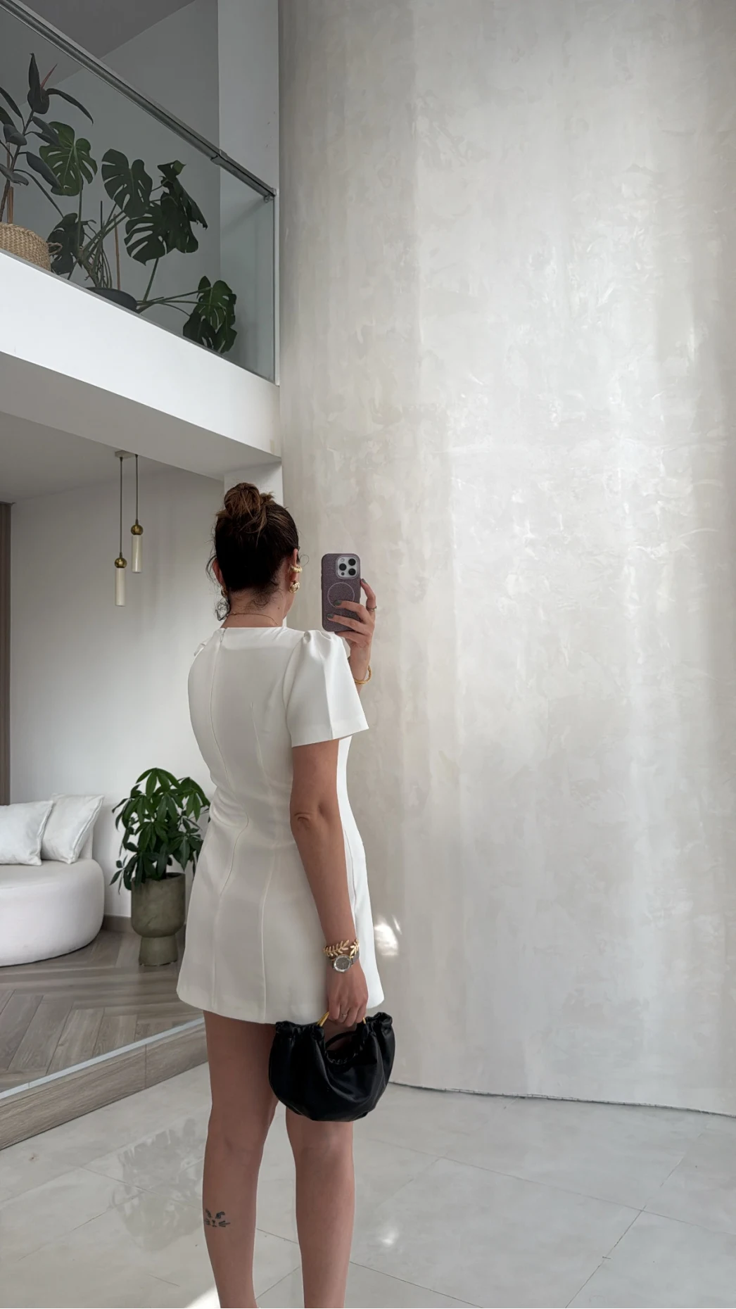 Astarı Şortlu Mini Elbise - Ekru - Kod: 4195