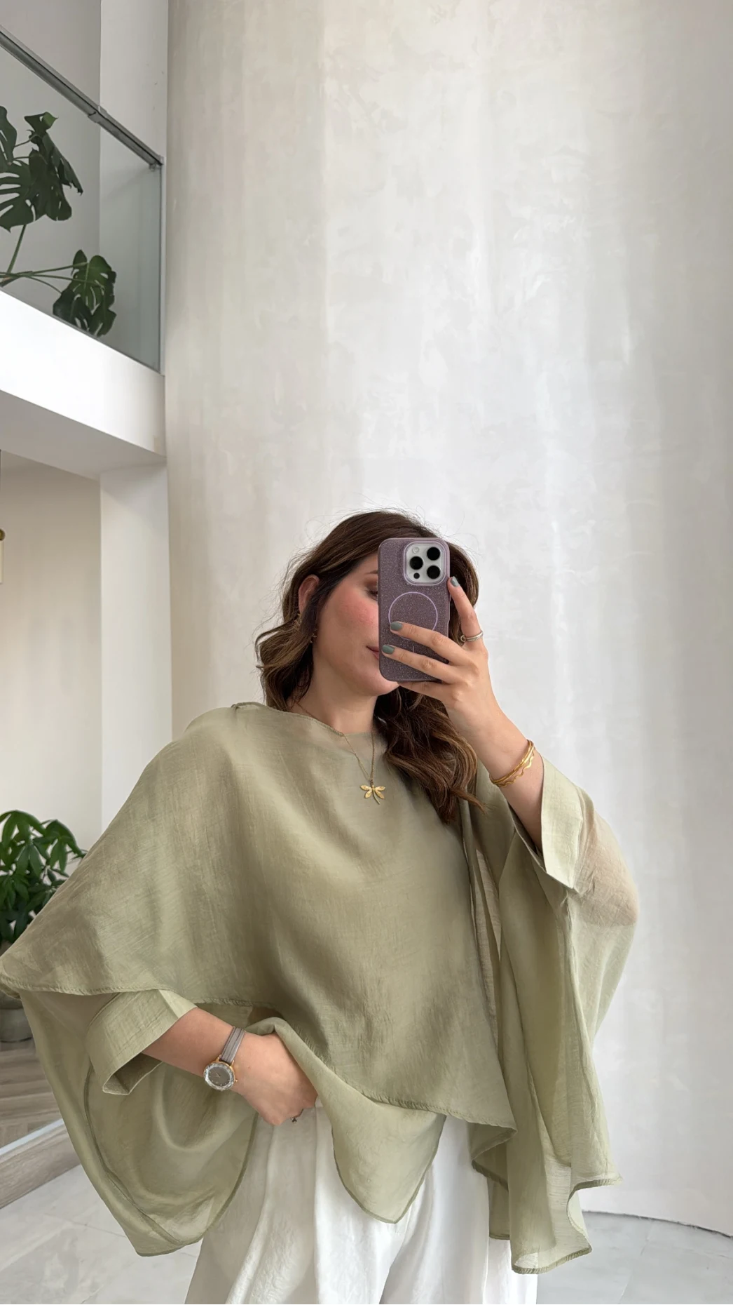 Uçuşan Pelerin Bluz - Ada Çayı - Kod: 5026