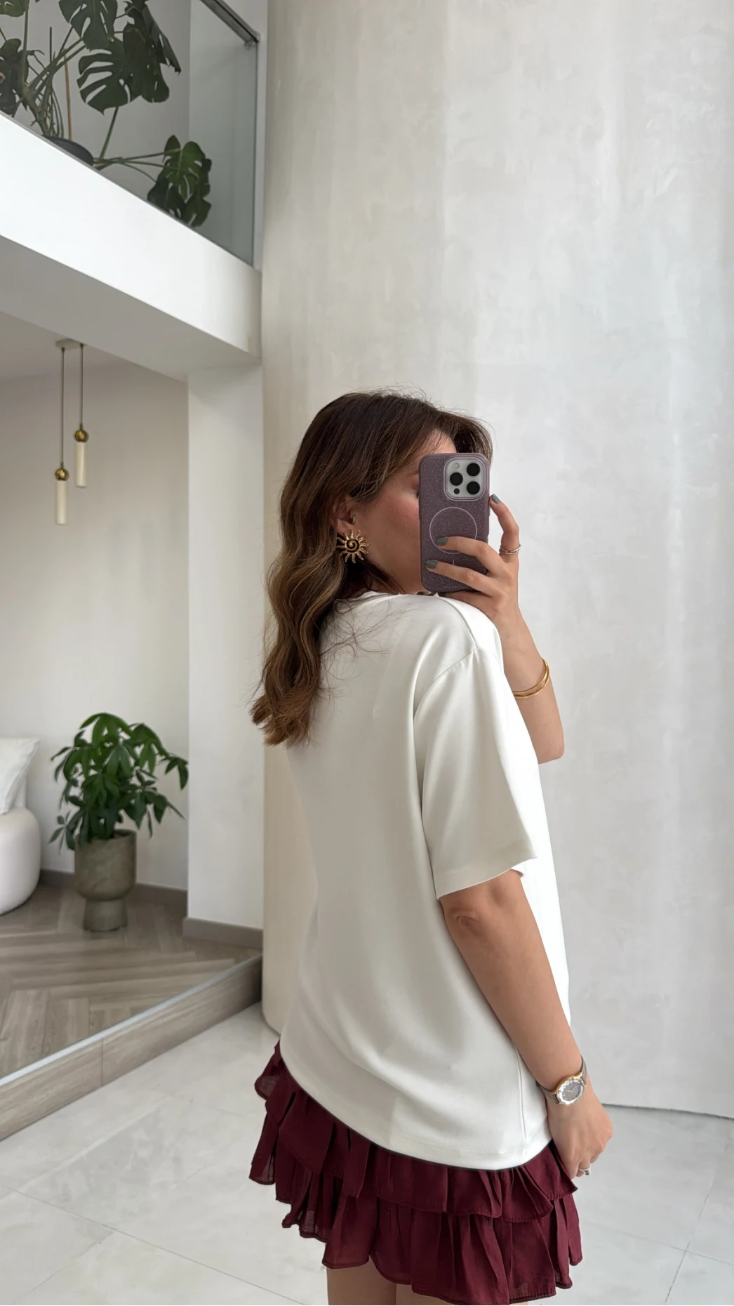 Cherry Baskılı T-shirt - Ekru - Kod: 1102