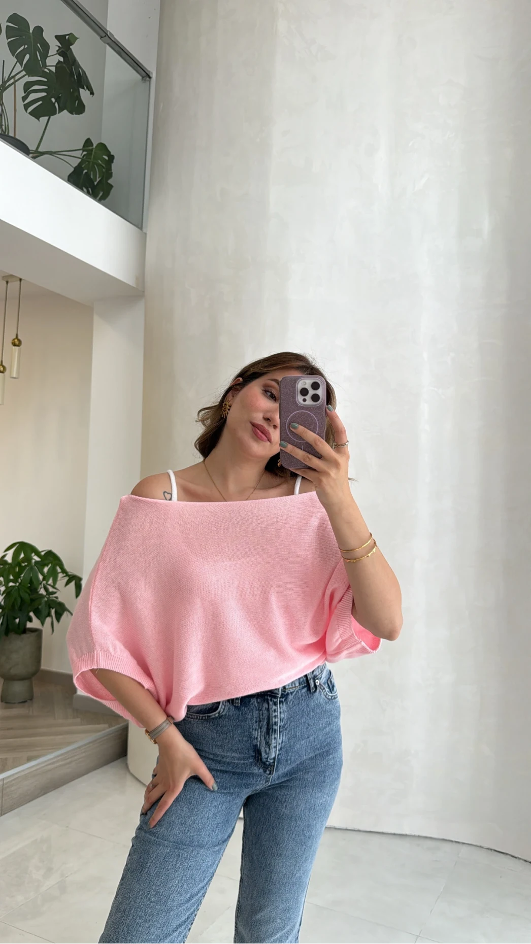 Bestie İçi Askılı Triko - Pembe