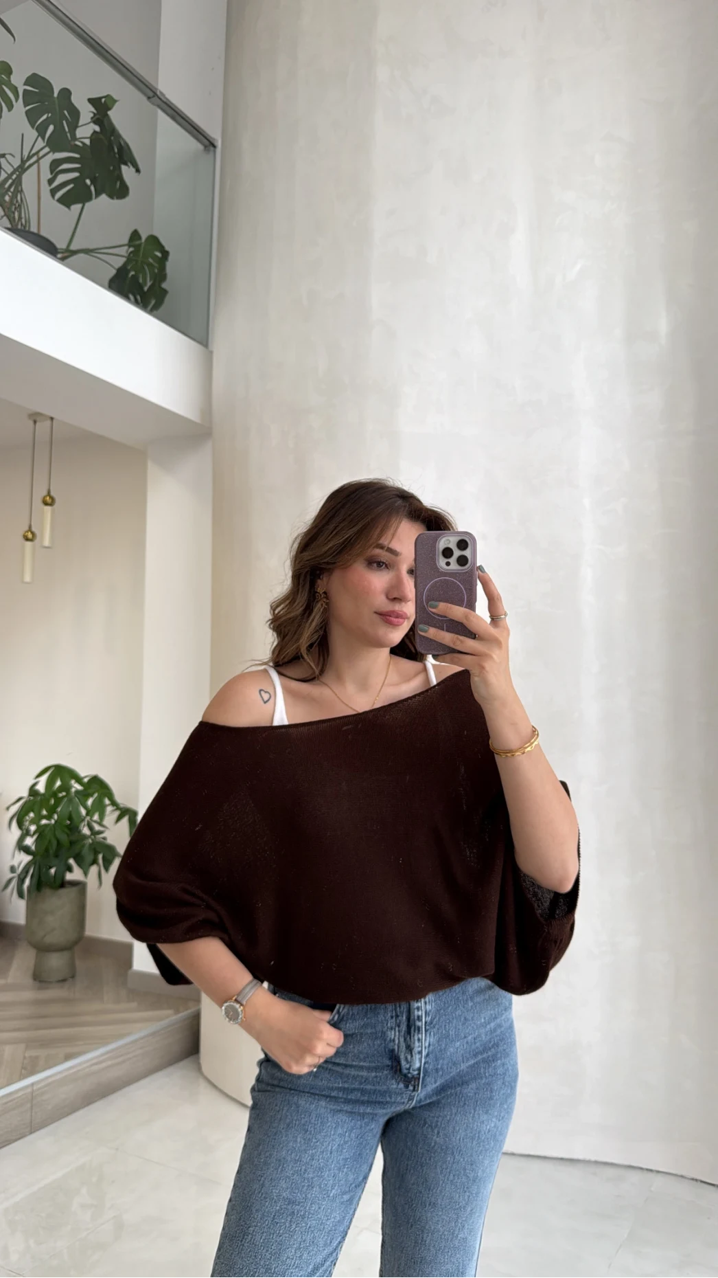 Bestie İçi Askılı Triko - Kahverengi