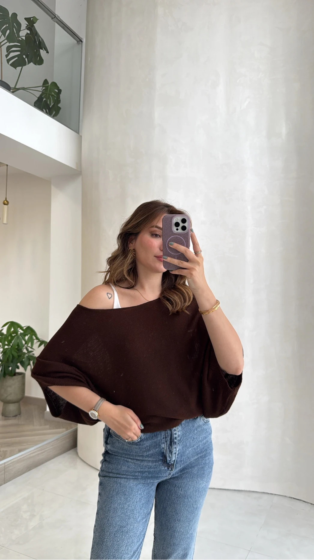 Bestie İçi Askılı Triko - Kahverengi