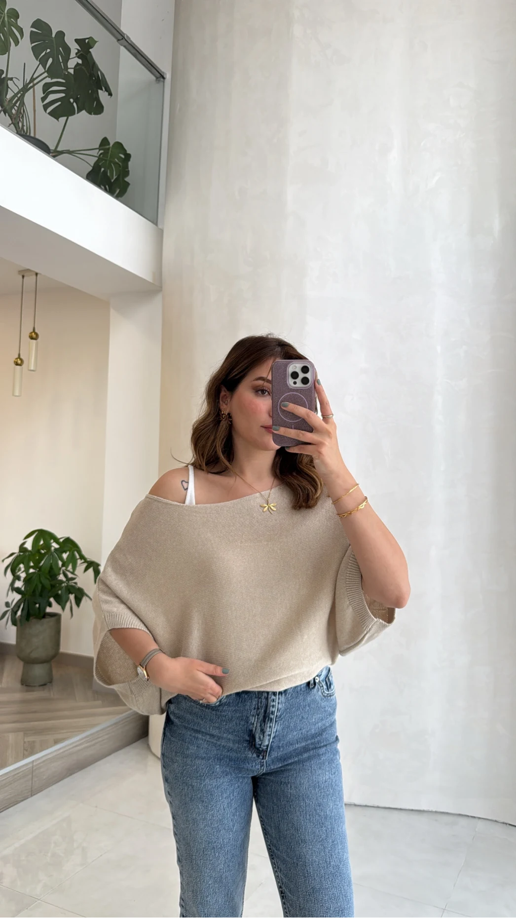 Bestie İçi Askılı Triko - Vizon