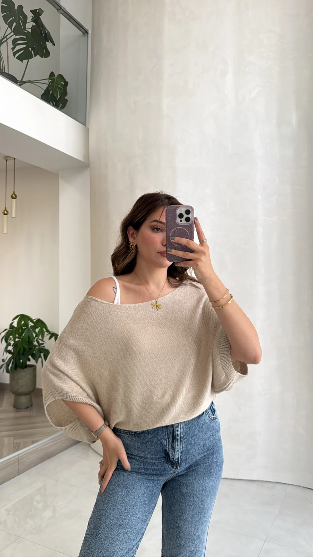 Bestie İçi Askılı Triko - Vizon