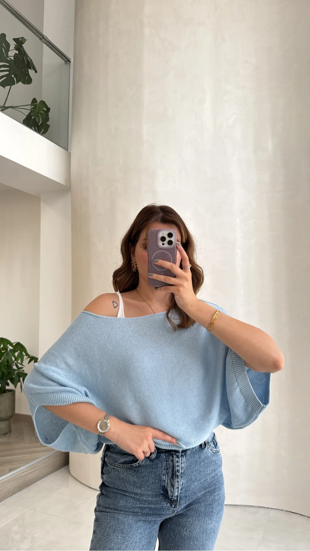 Bestie İçi Askılı Triko - Mavi