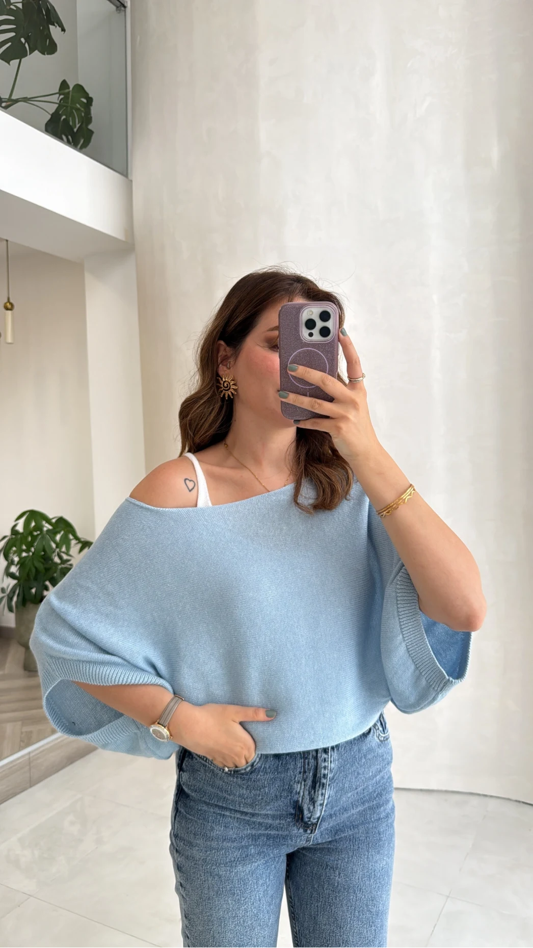 Bestie İçi Askılı Triko - Mavi