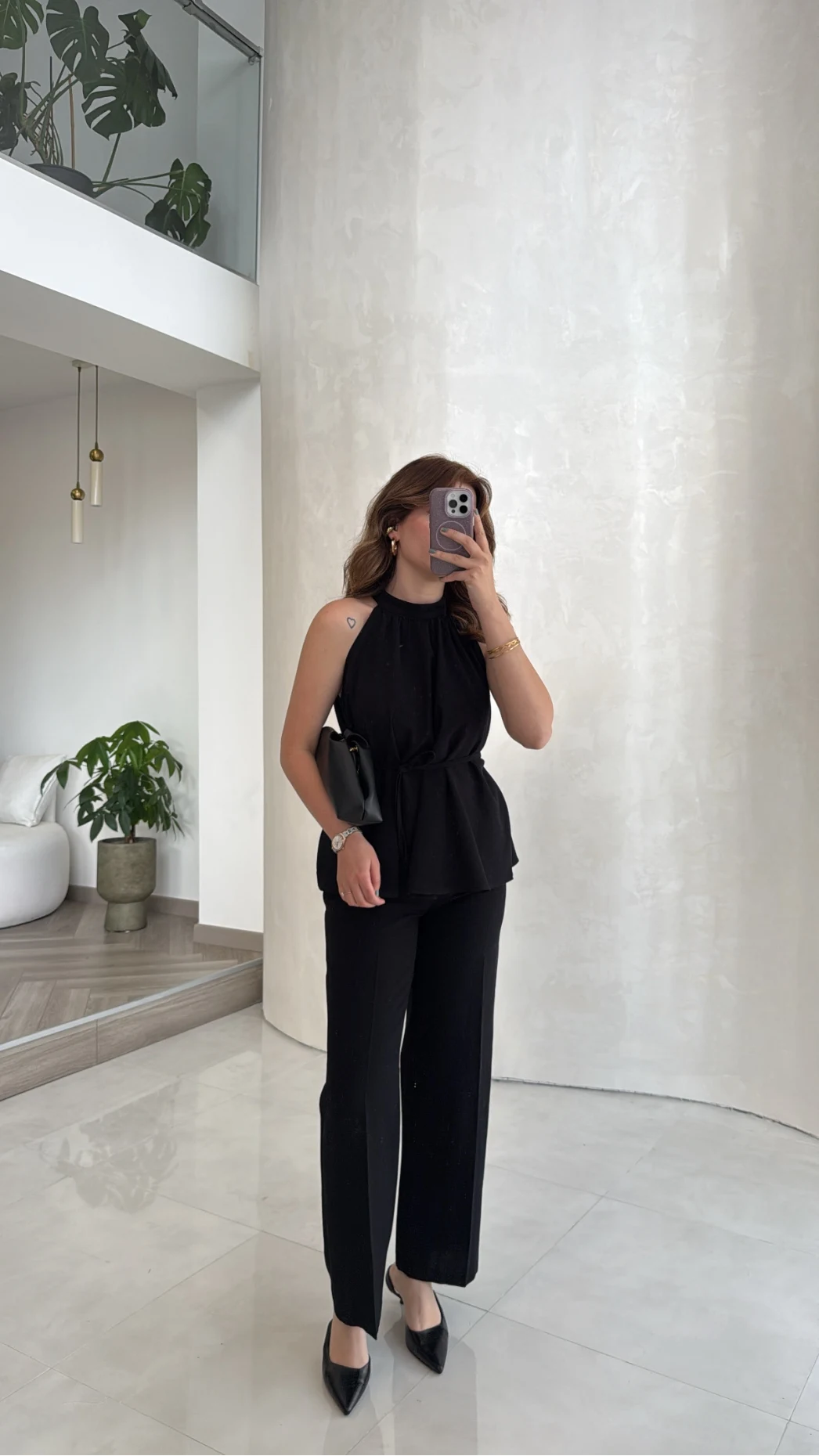 Reglan Kol Bağcıklı Takım - Siyah - Kod: 9145