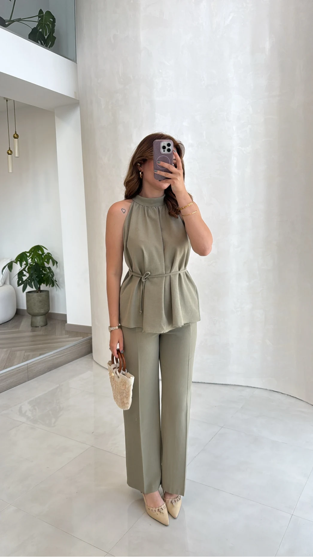 Reglan Kol Bağcıklı Takım - Haki - Kod: 9145