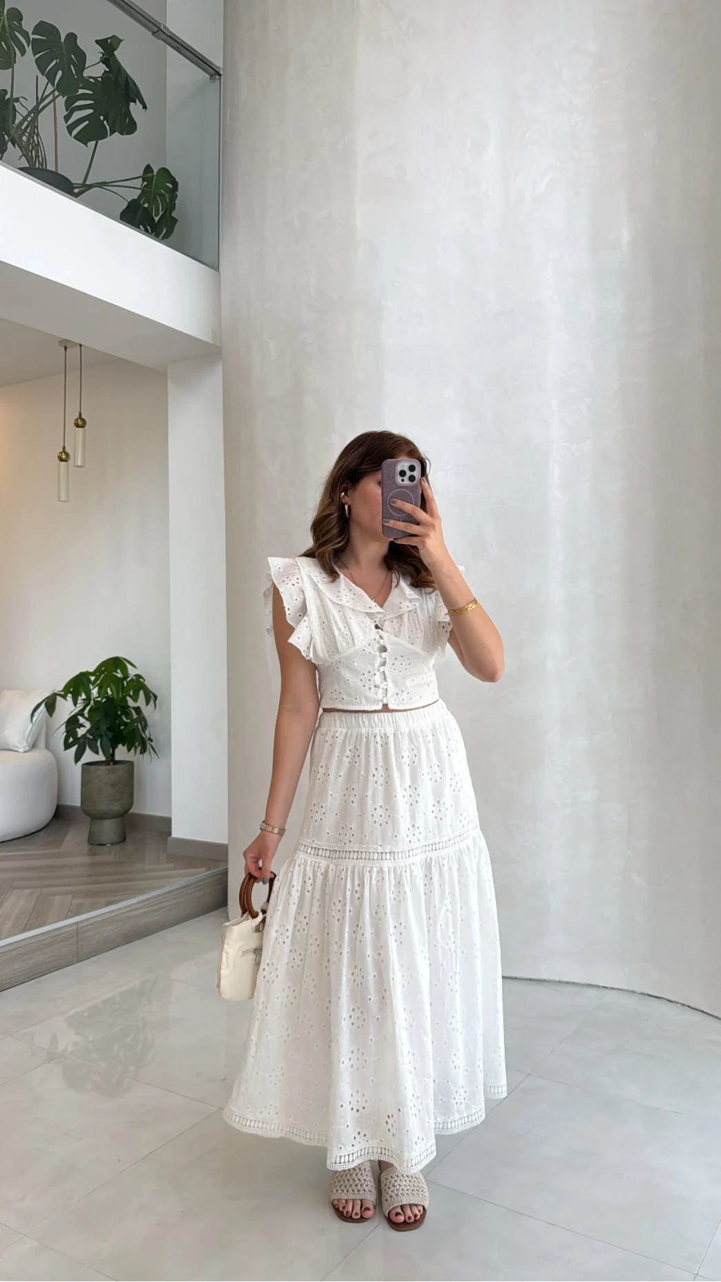 Brode Detay Etek-Bluz Takım - Beyaz - Kod: 5094 2307