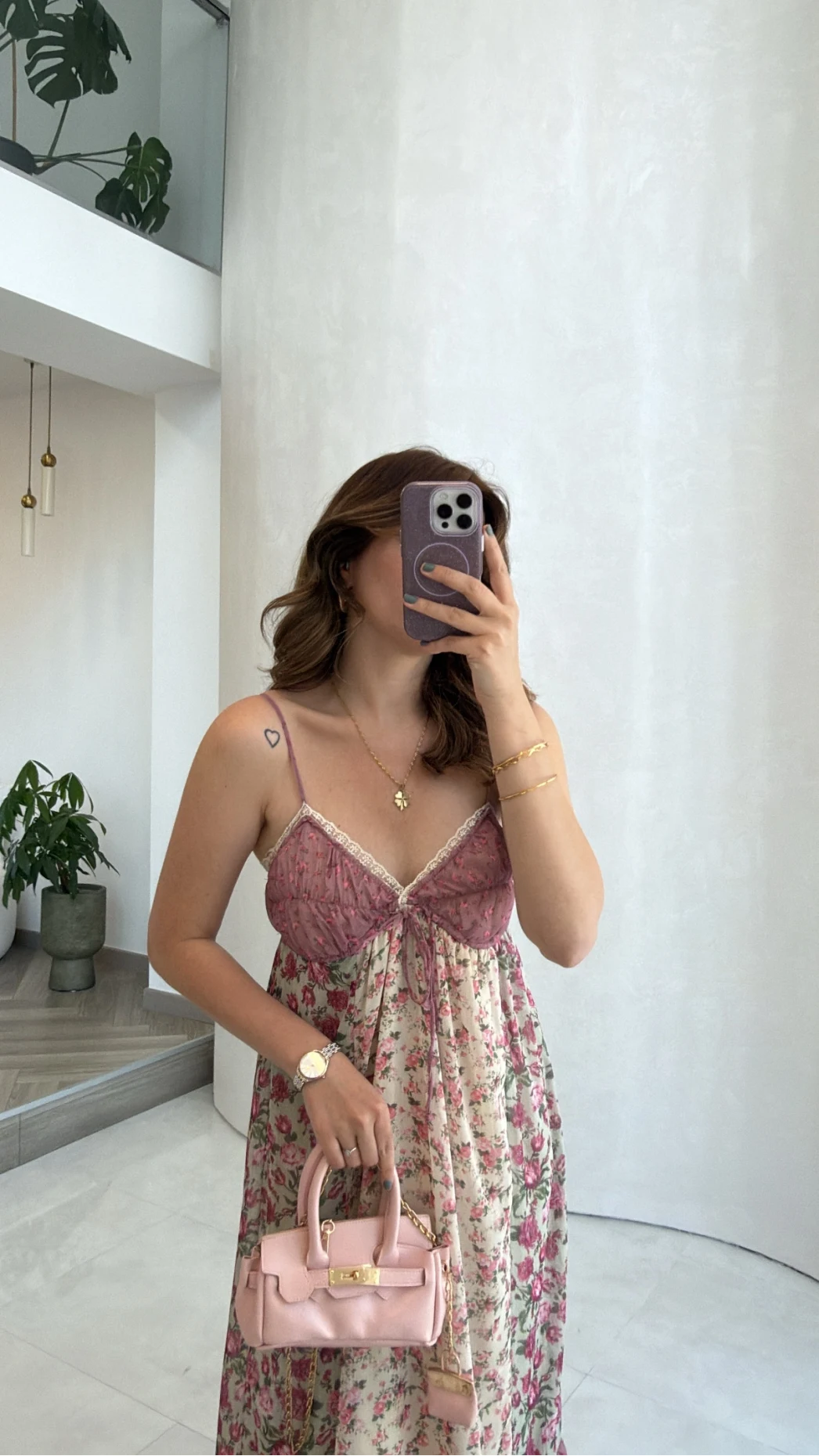 İp Askılı Çiçekli Şifon Elbise - Pembe - Kod: 580494