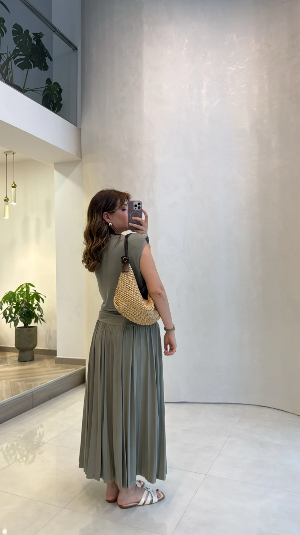 Alice Beli Büzgülü Etek Bluz Takım - Haki - Kod: 580969