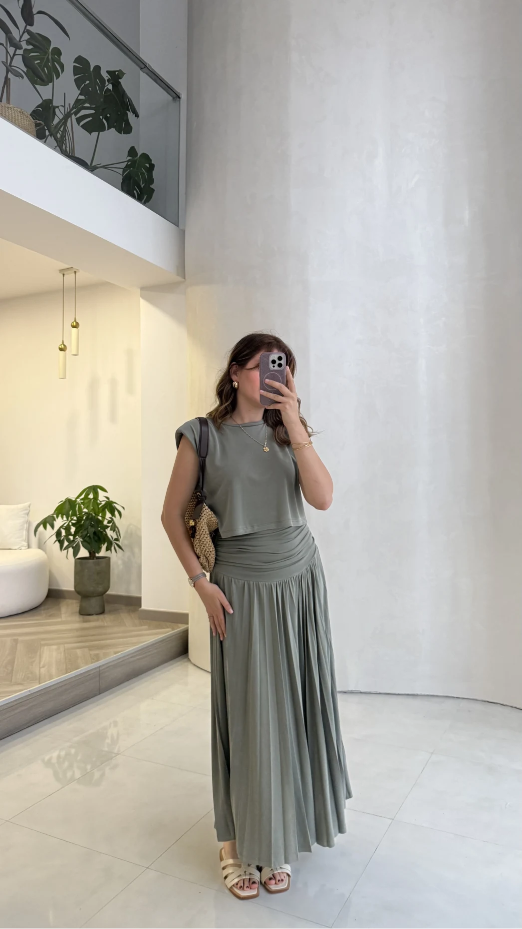 Alice Beli Büzgülü Etek Bluz Takım - Haki - Kod: 580969