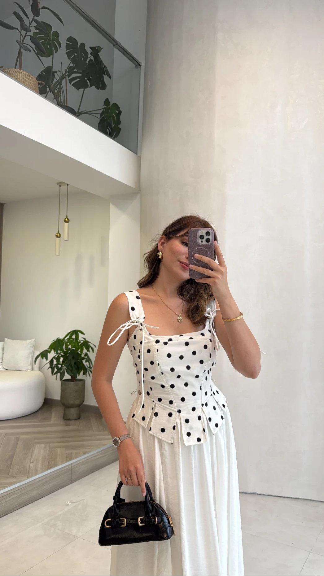 Puantiye Desenli Askılı Korse Bluz - Ekru - Kod: 58559