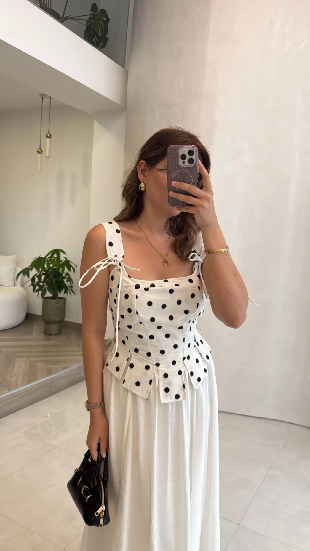 Puantiye Desenli Askılı Korse Bluz - Ekru - Kod: 58559