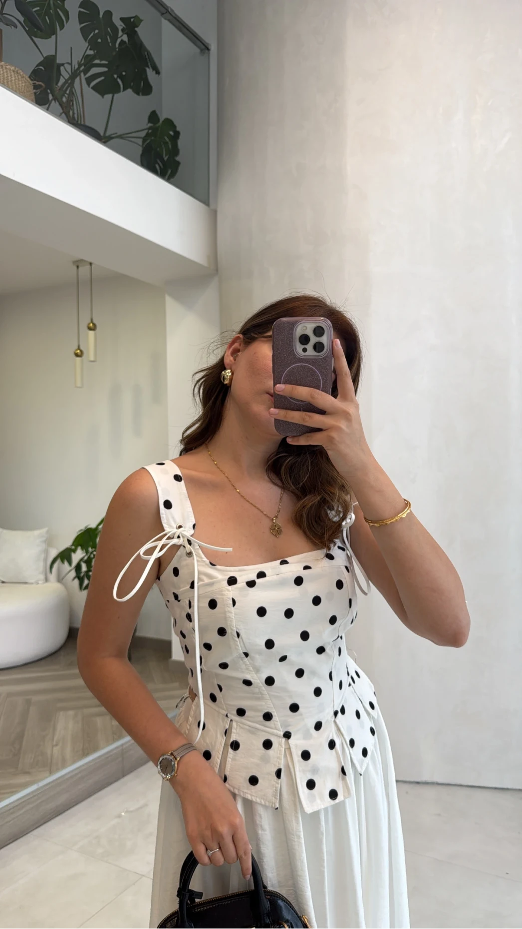 Puantiye Desenli Askılı Korse Bluz - Ekru - Kod: 58559