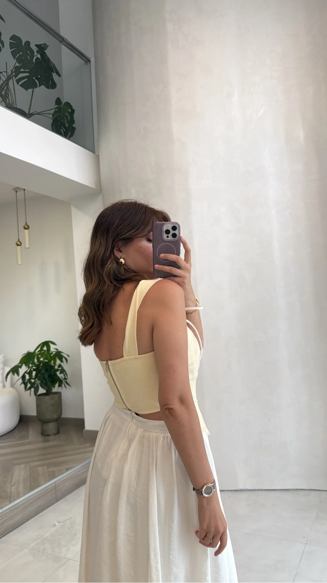 Korse Detay Askılı Crop Bluz - Sarı - Kod: 580930