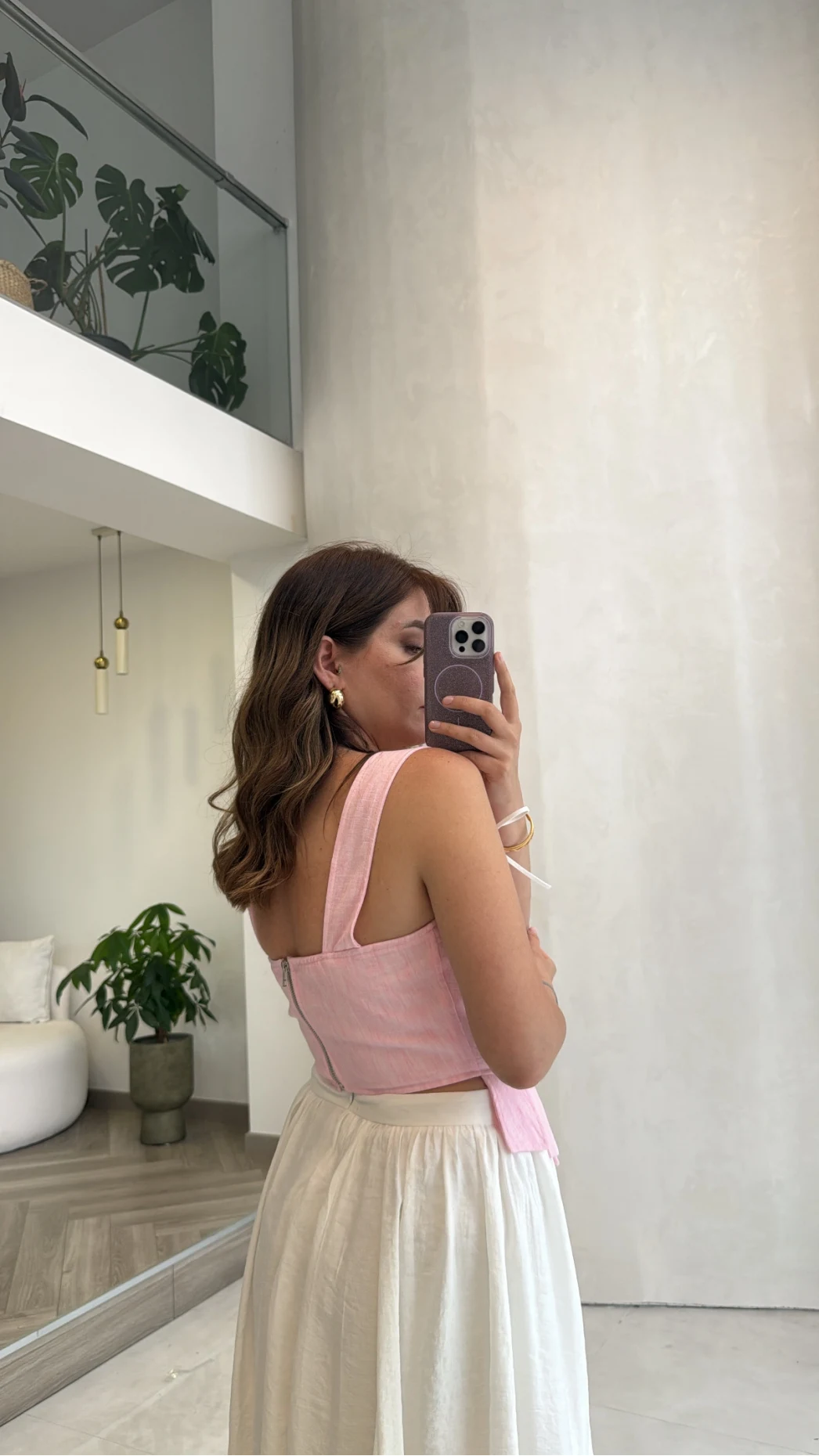 Korse Detay Askılı Crop Bluz - Pembe - Kod: 580930