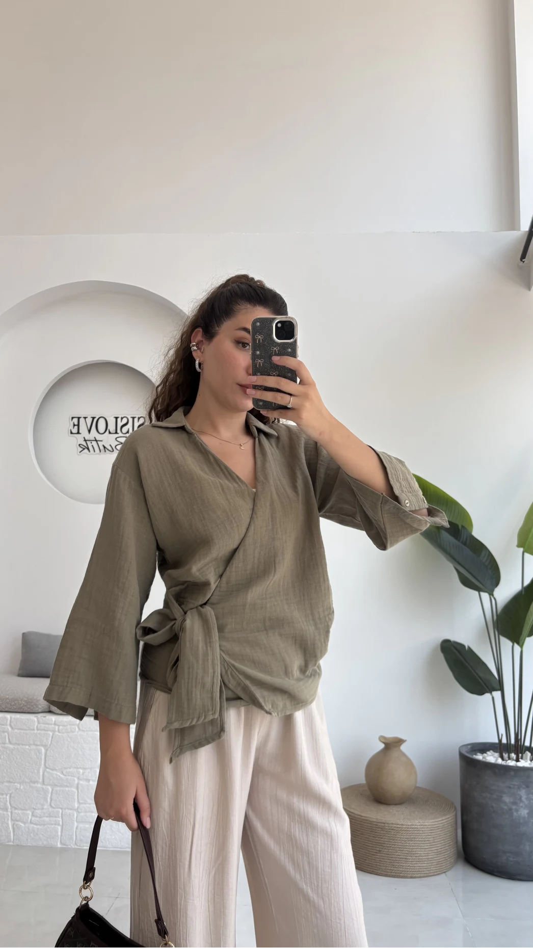 7017 - Vanilla Müslin Kimono - Haki