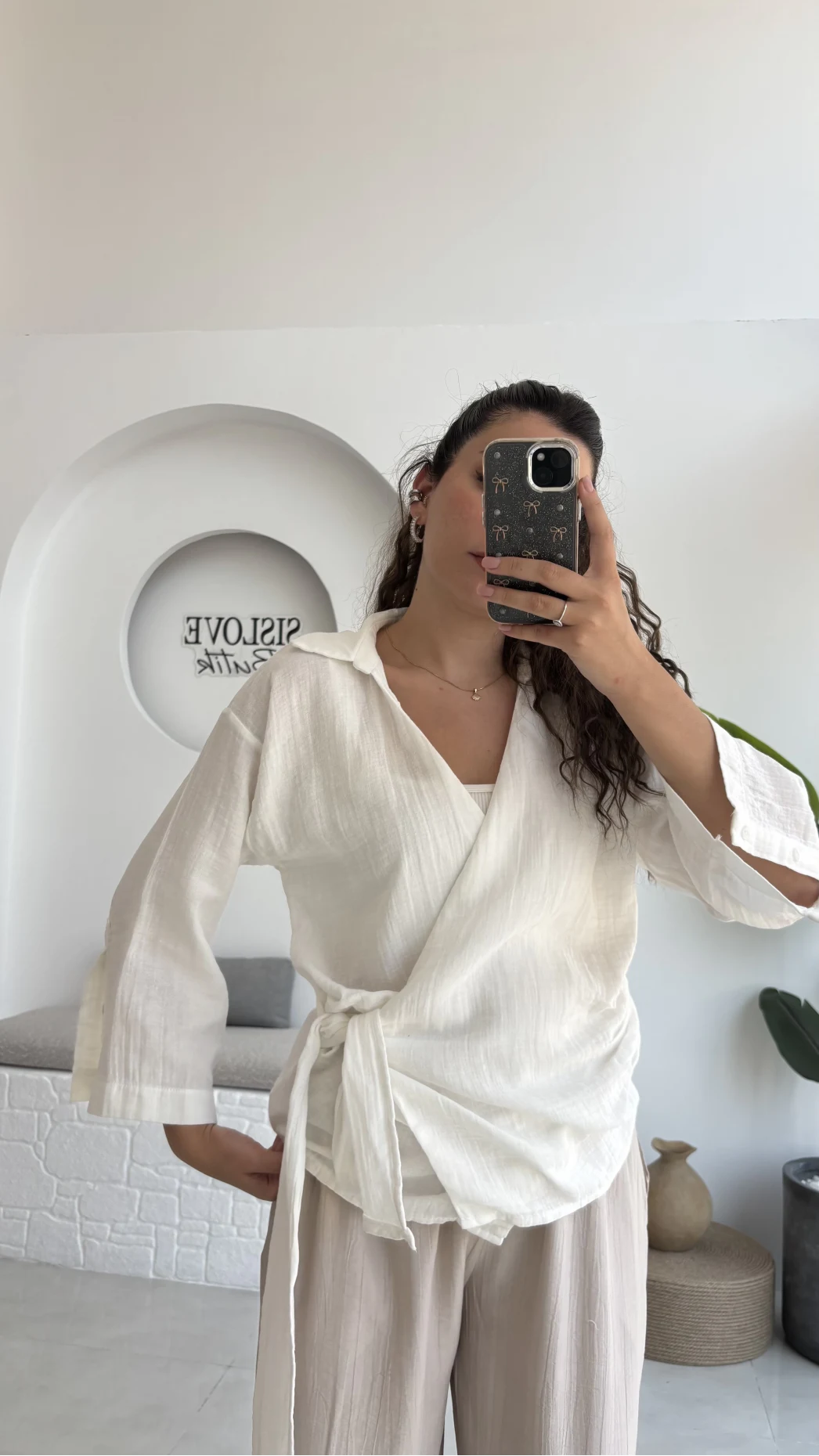 7017 - Vanilla Müslin Kimono - Kırık Beyaz