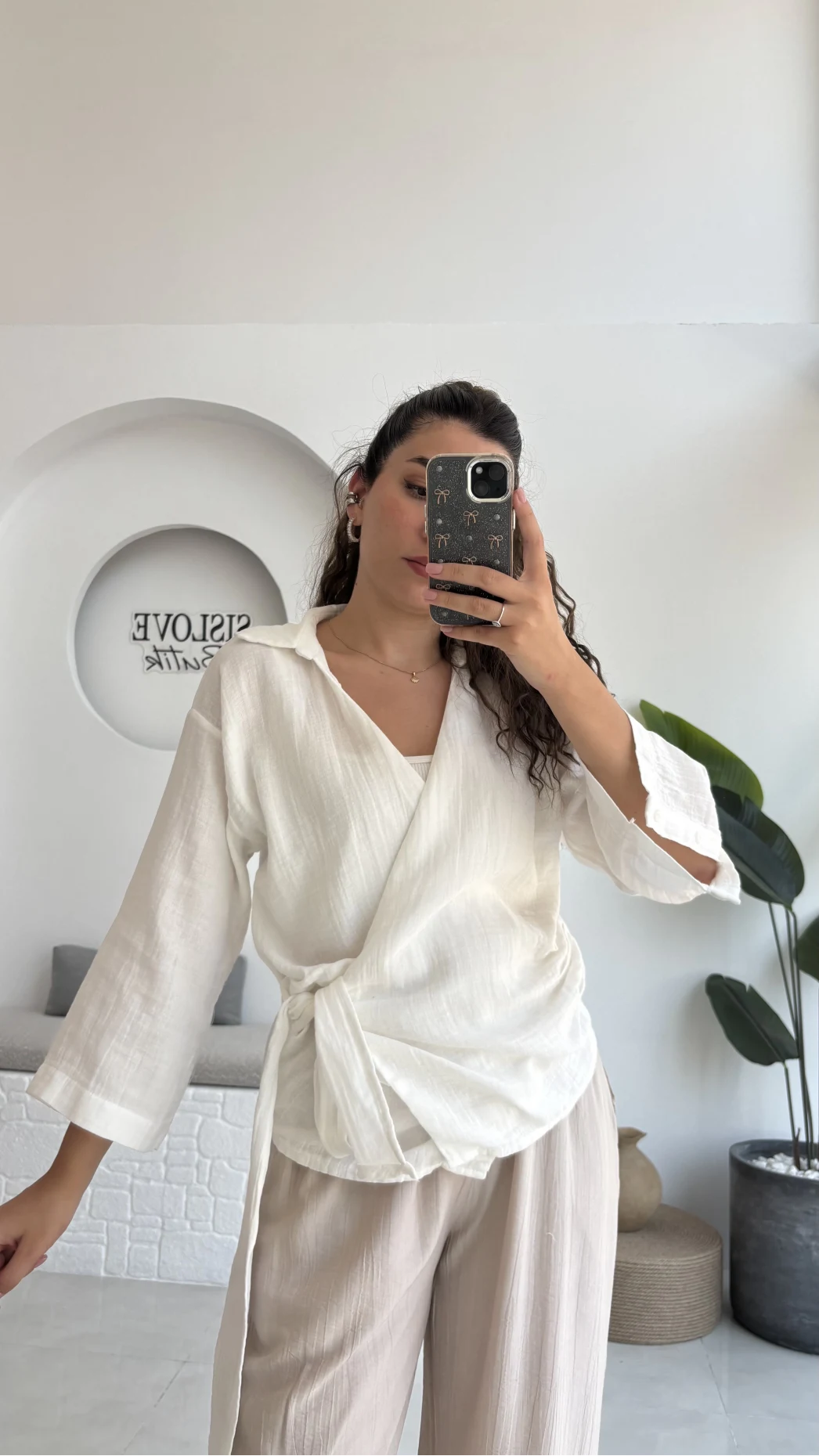 7017 - Vanilla Müslin Kimono - Kırık Beyaz