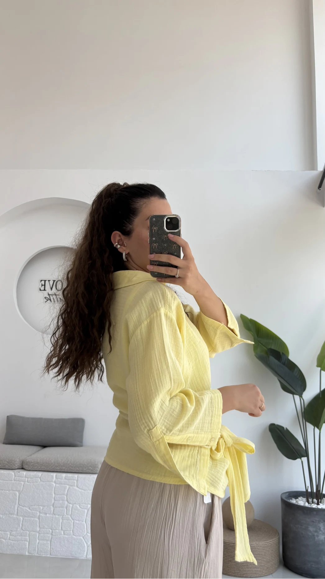 7017 - Vanilla Müslin Kimono - Sarı