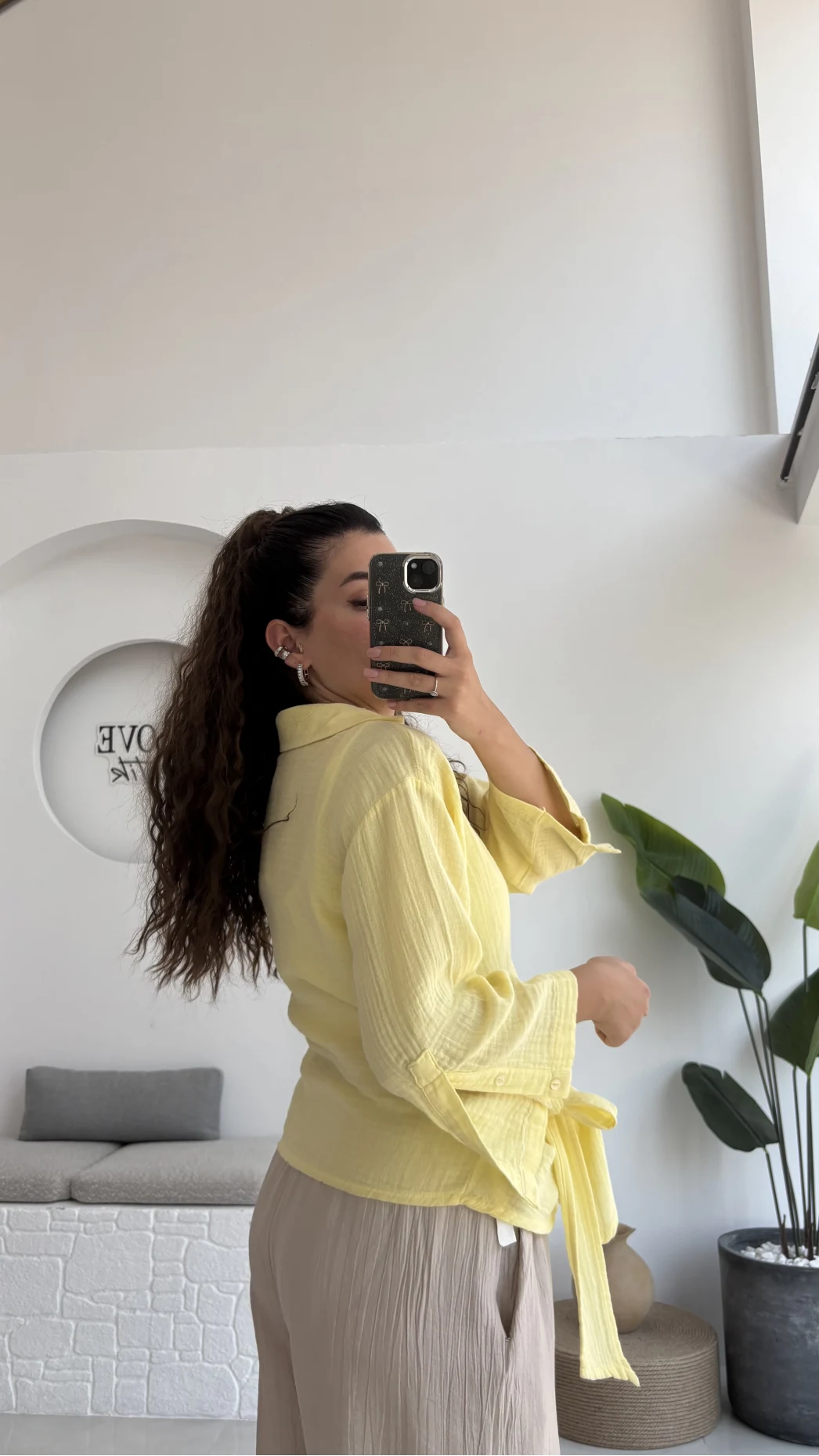 7017 - Vanilla Müslin Kimono - Sarı