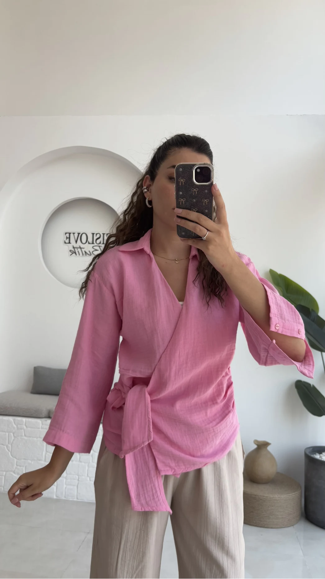 7017 - Vanilla Müslin Kimono - Şeker Pembesi