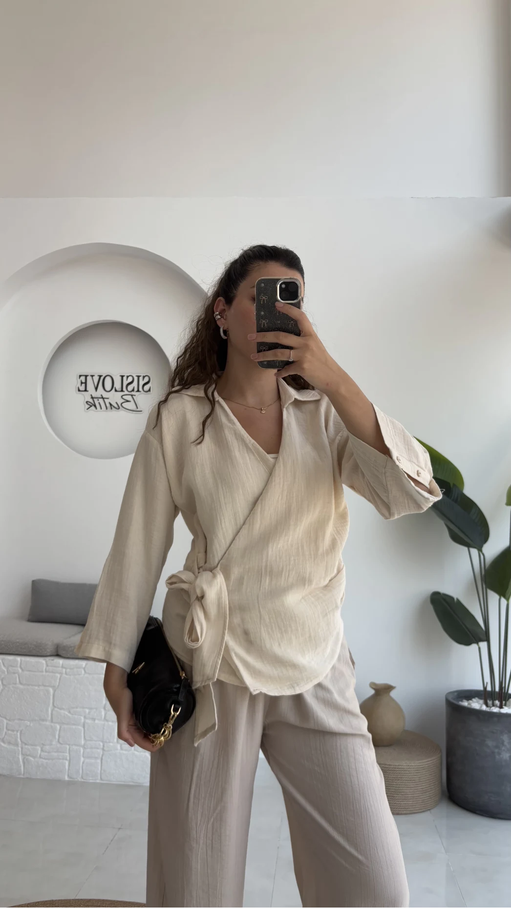 7017 - Vanilla Müslin Kimono - Taş