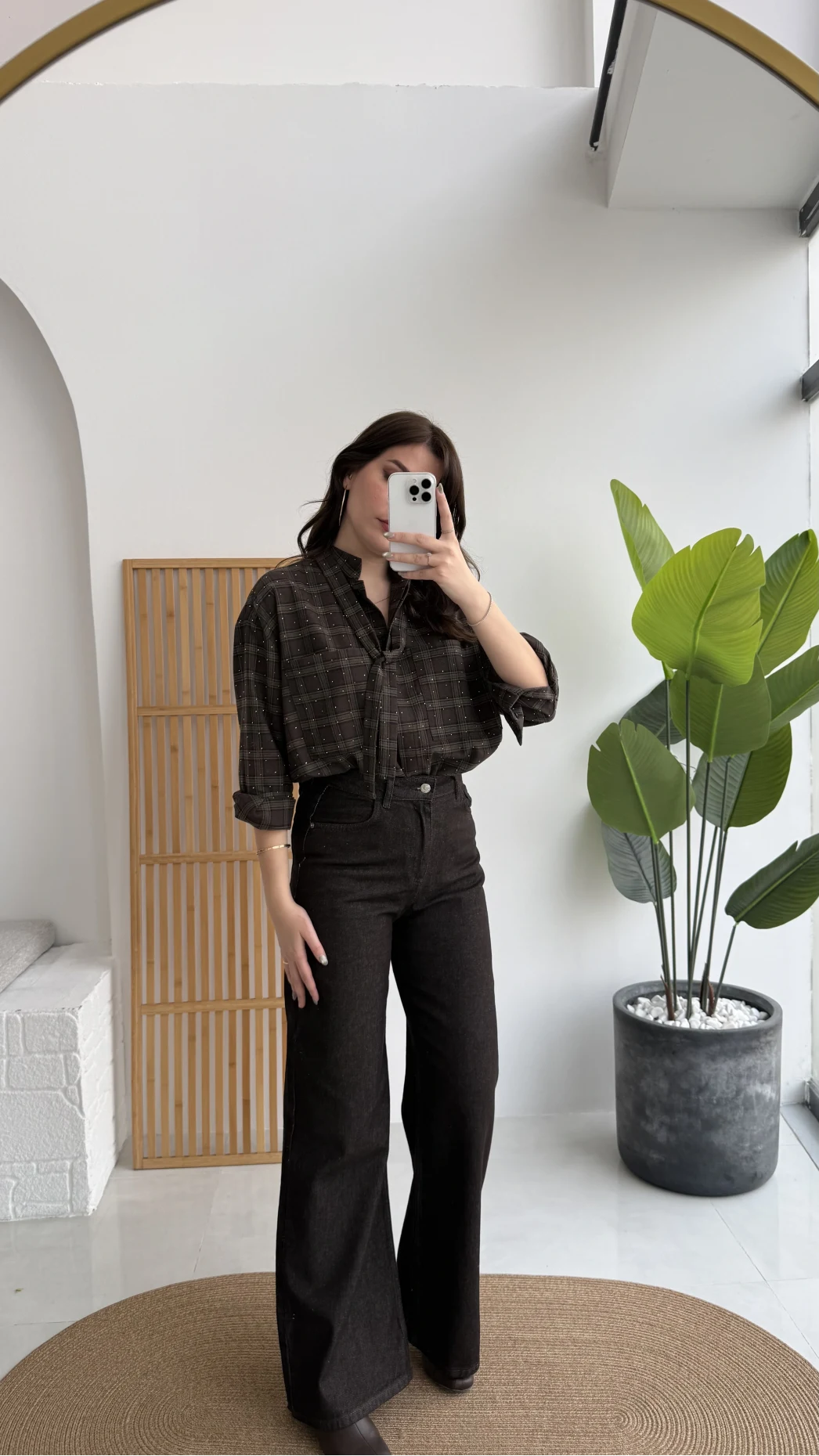 Acı Kahve Yüksek Bel Denim Jean Pantolon