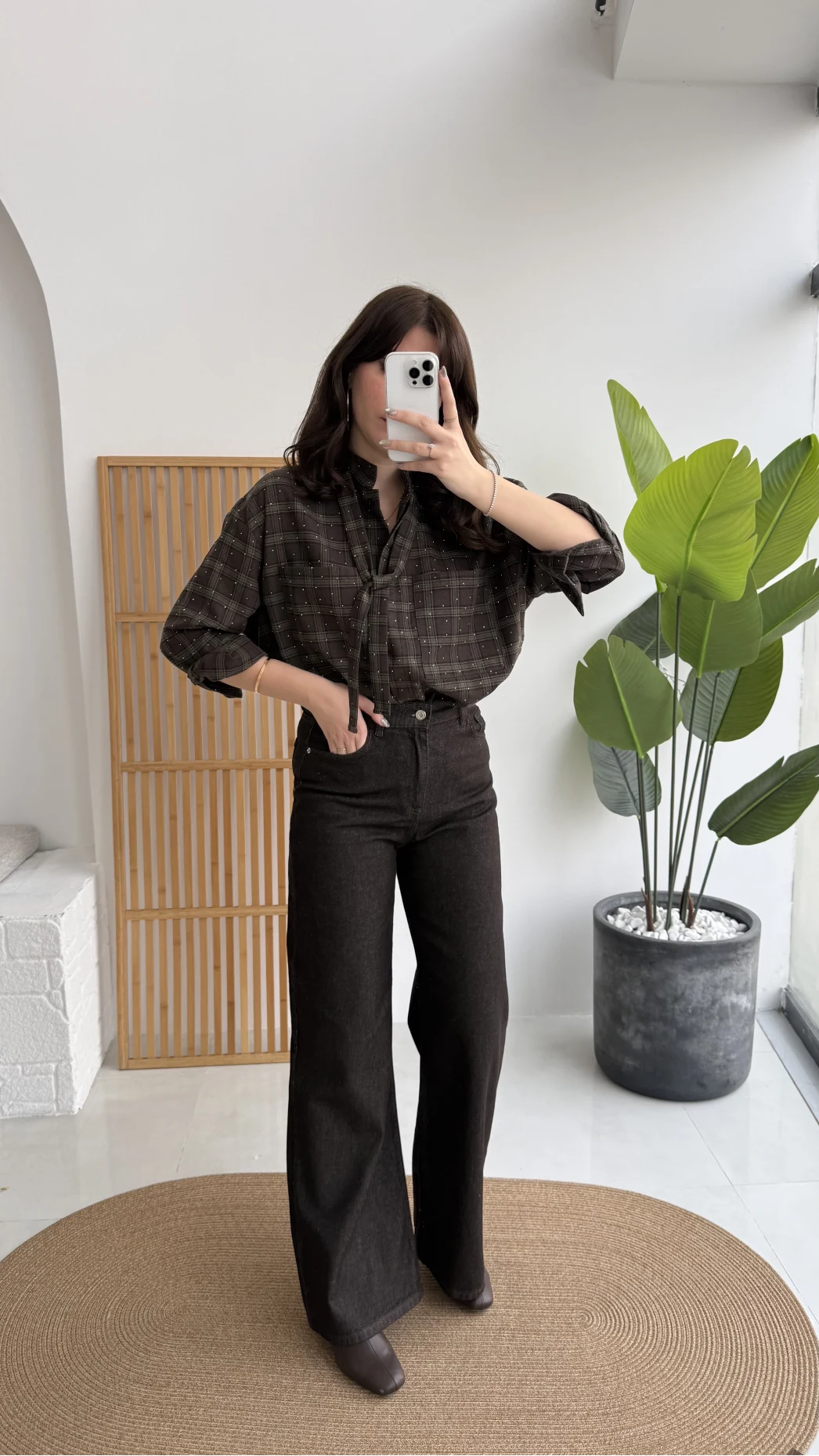 Acı Kahve Yüksek Bel Denim Jean Pantolon