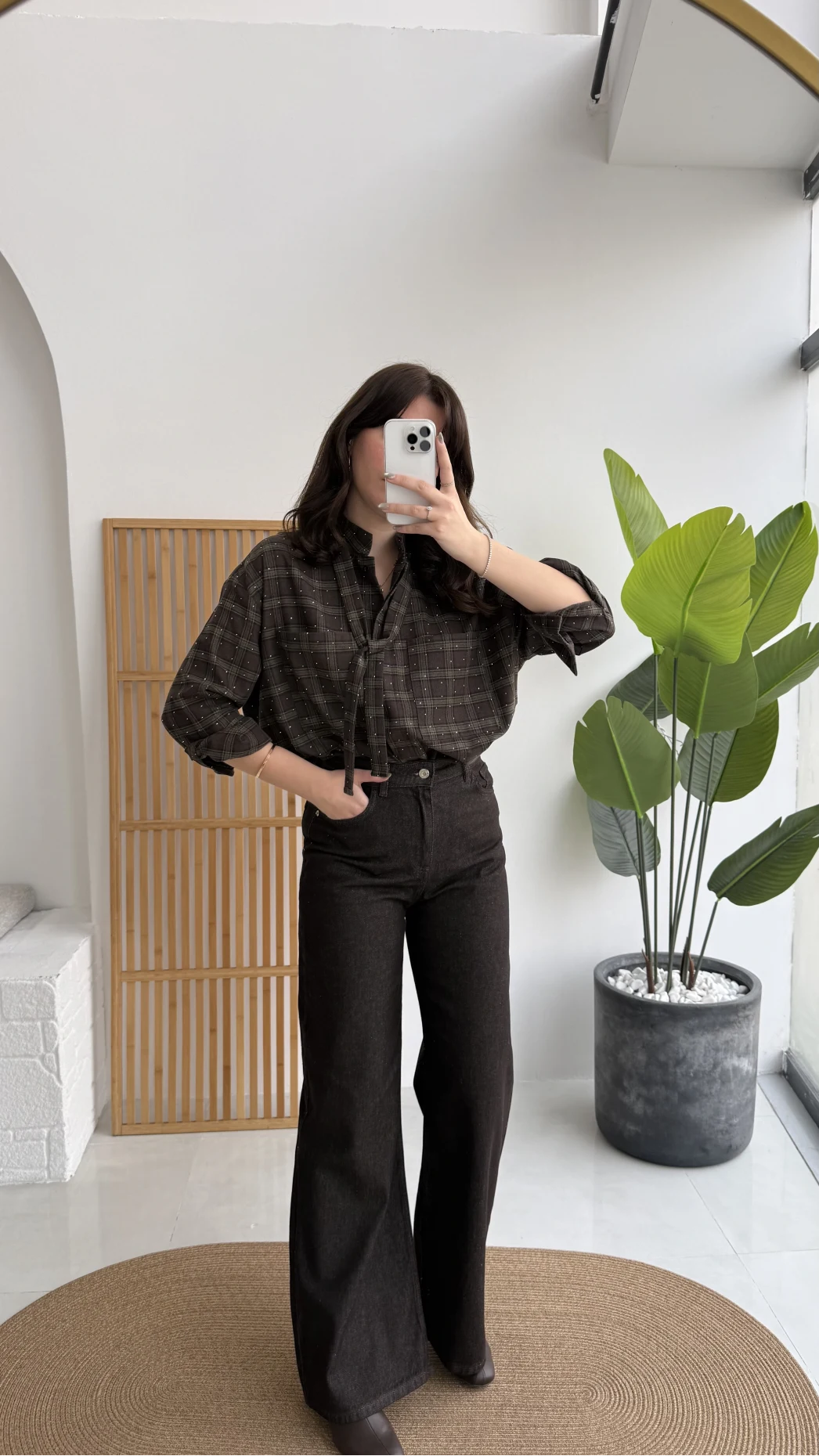 Acı Kahve Yüksek Bel Denim Jean Pantolon