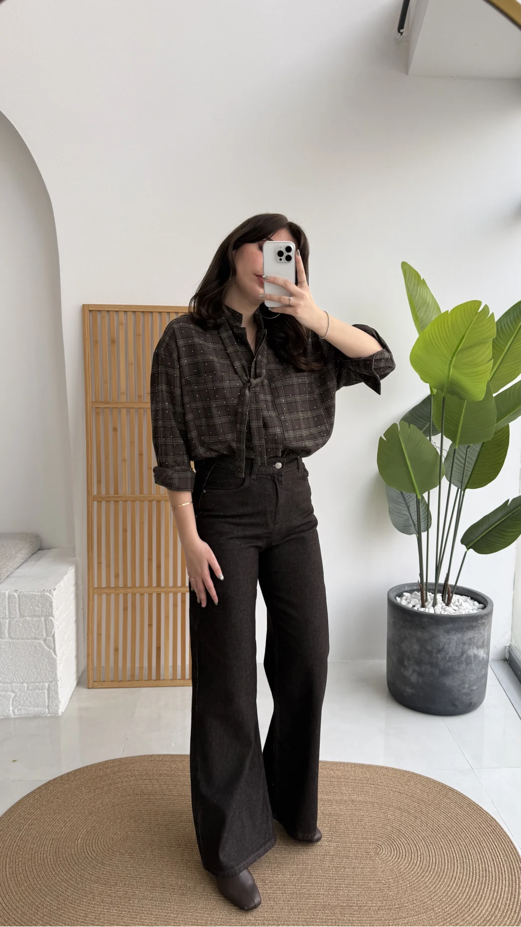 Acı Kahve Yüksek Bel Denim Jean Pantolon