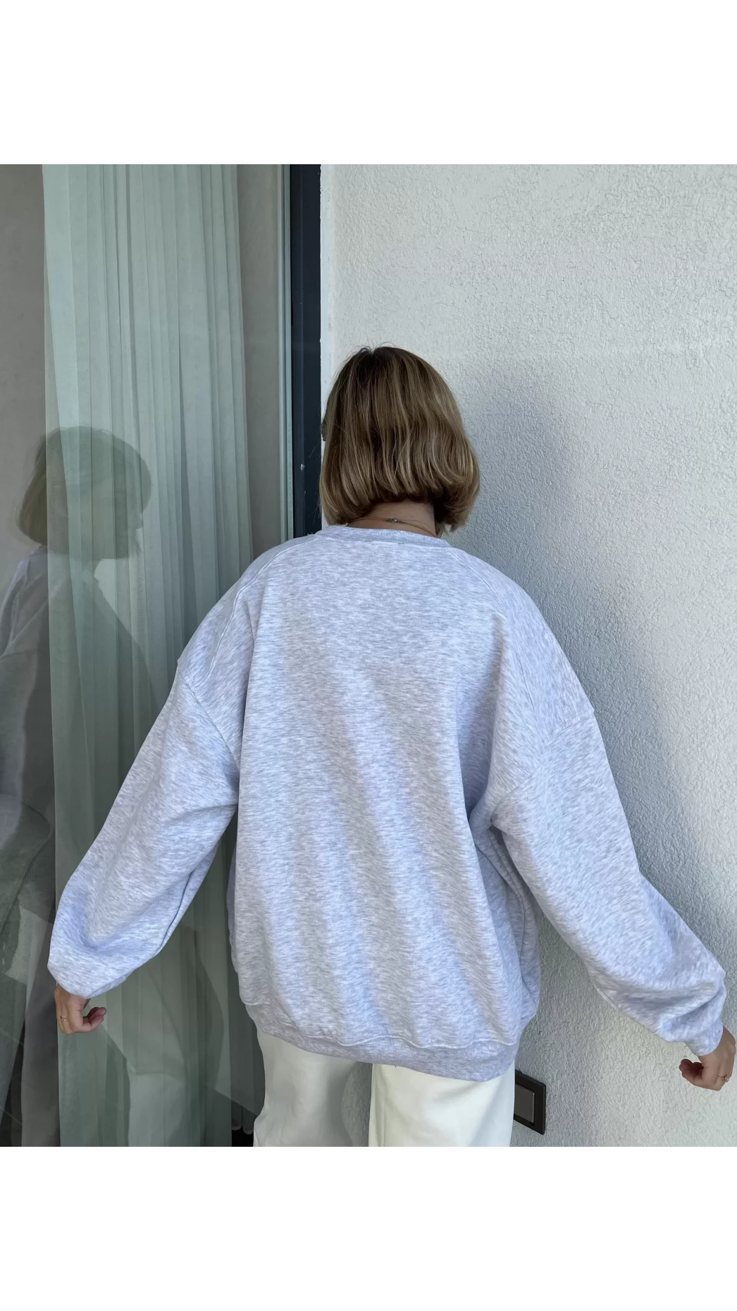 AÇIK GRİ Oversize Şardonlu Sweat