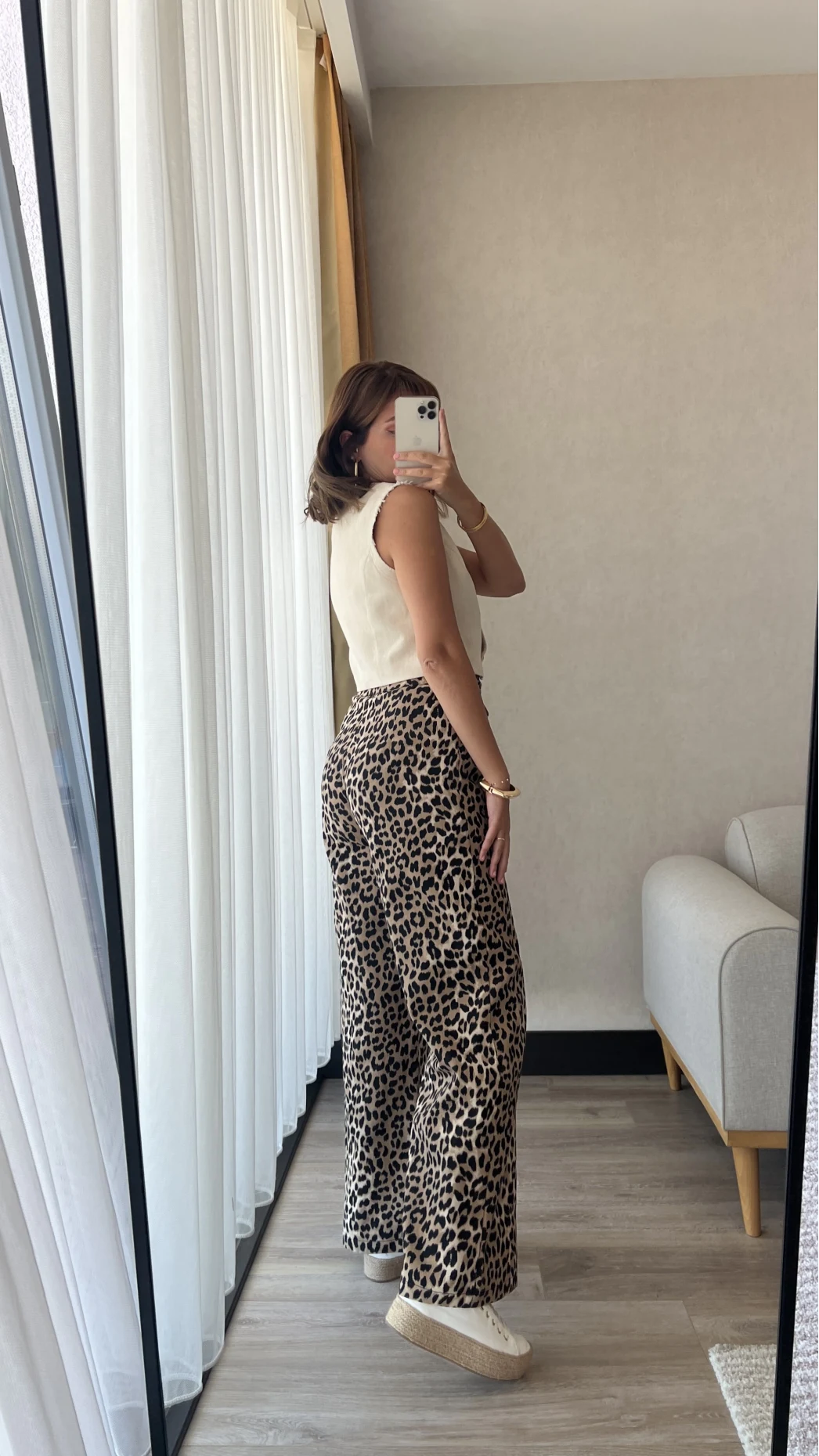 Açık Leopar Kot Pantolon