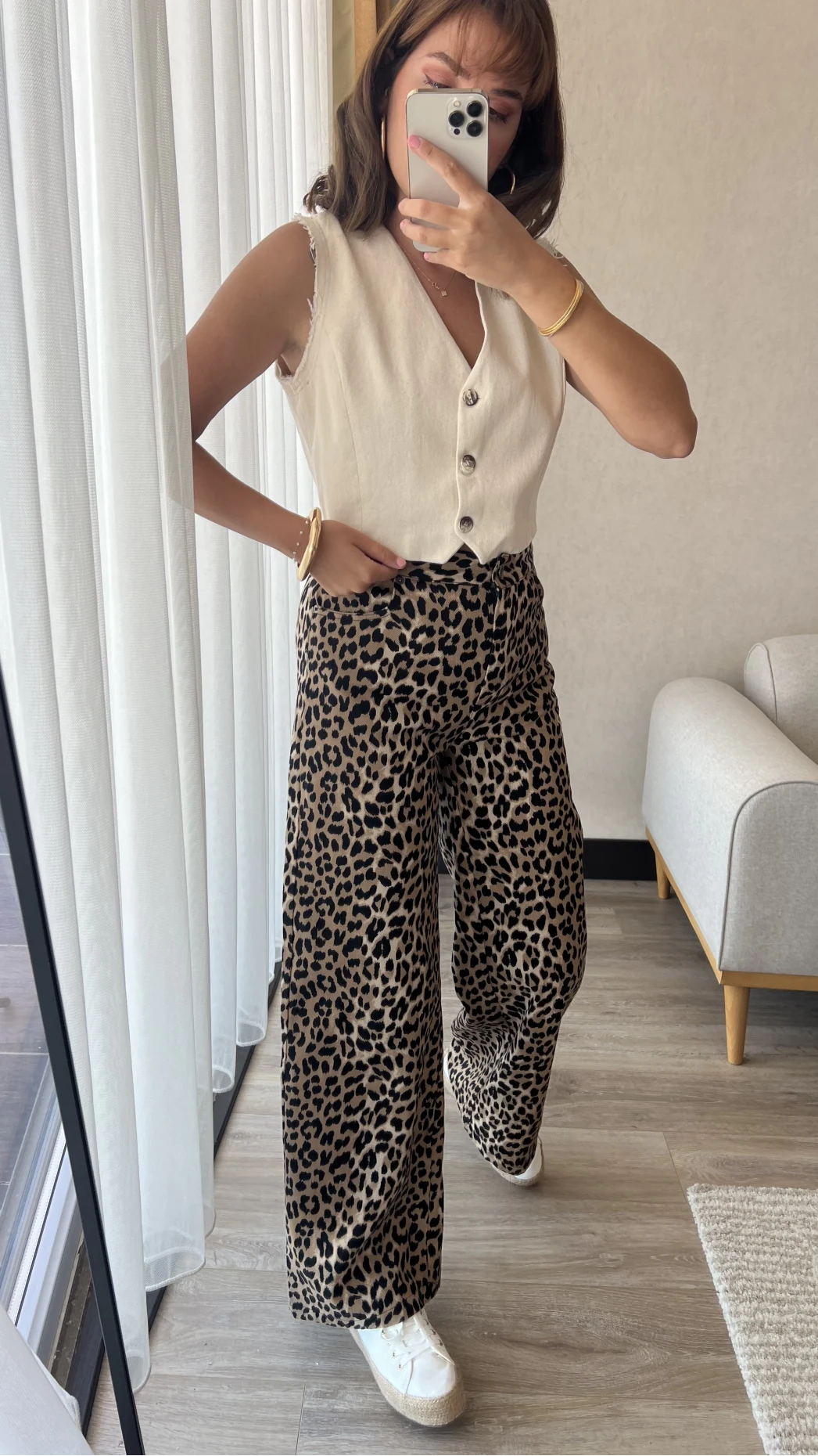 Açık Leopar Kot Pantolon