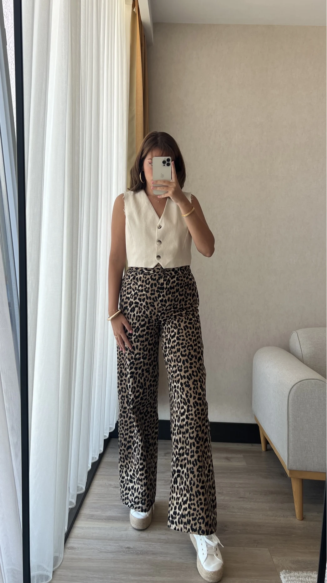 Açık Leopar Kot Pantolon