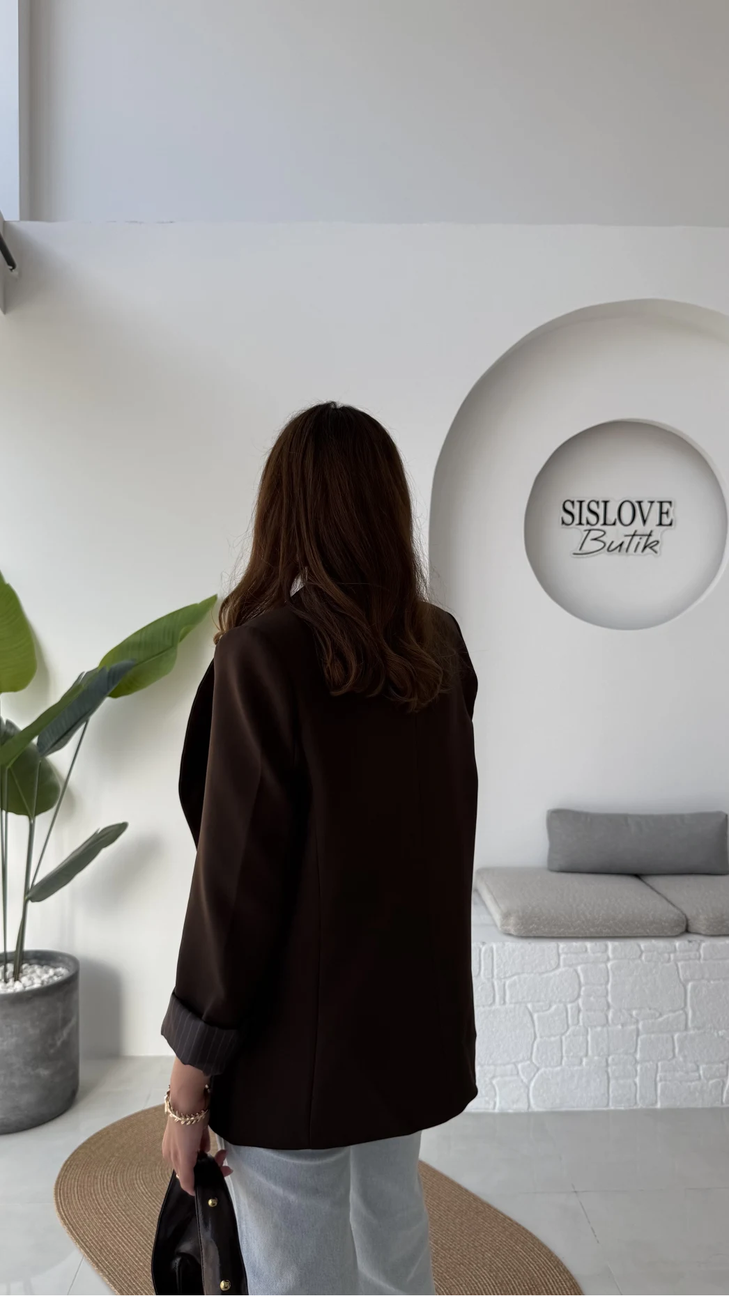 Addison Çizgi Detay Blazer Ceket - Kahve - Kod: 7560