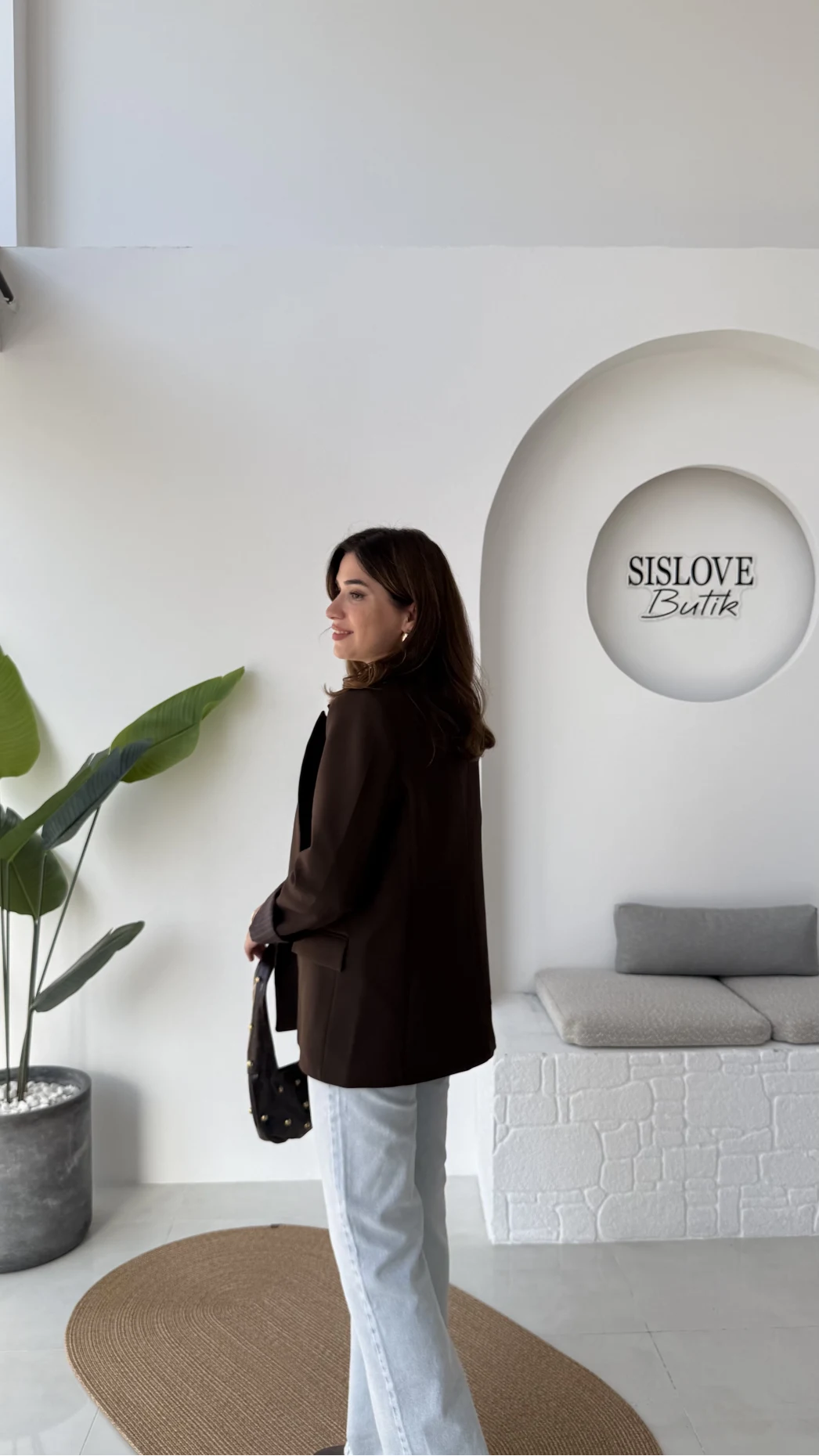 Addison Çizgi Detay Blazer Ceket - Kahve - Kod: 7560