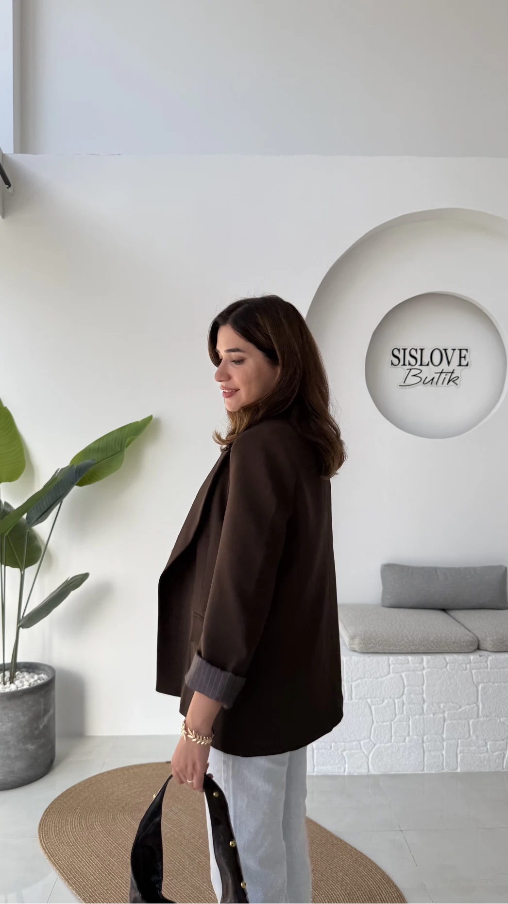 Addison Çizgi Detay Blazer Ceket - Kahve - Kod: 7560