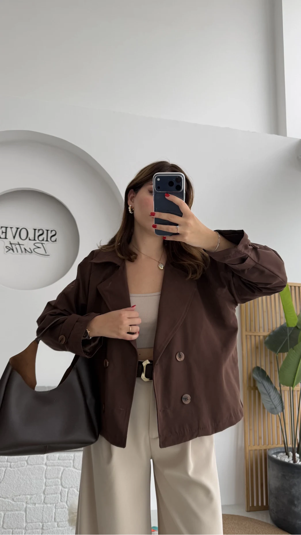 Adeena Yarım Trençkot - Kahverengi - Kod: 7025